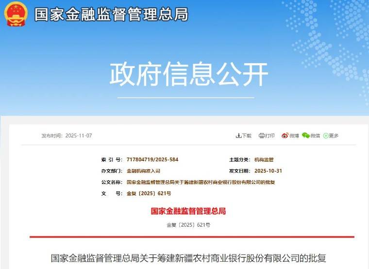 新疆农商银行获批筹建